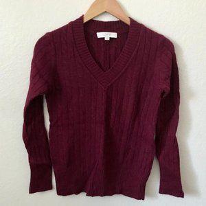 V-Neck Red Loft Sweater, Size Medium